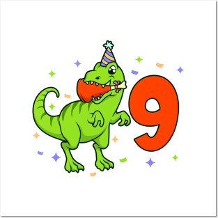 I am 9 with TREX - boy birthday 9 years old Posters and Art